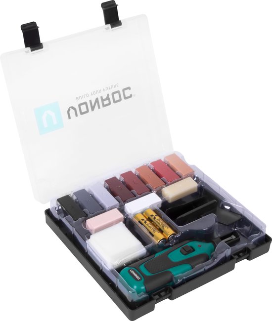 VONROC Reparaturset für Laminat & Holz - Inkl. 11 mischbaren Farben und Batterien