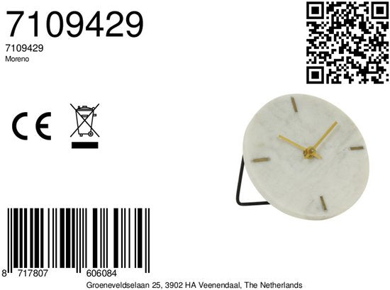 Light & Living – Uhr MORENO – 15 × 14,5 × 13 cm – Weiß