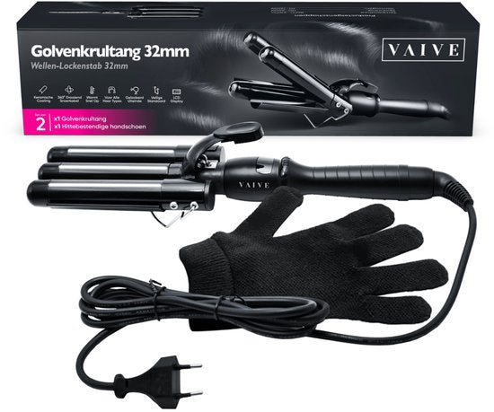 Vaive Waffeleisen 32 mm - Beach Waves - Wellen-Lockenstab - Lockenstab - Waver - Keramikbeschichtung