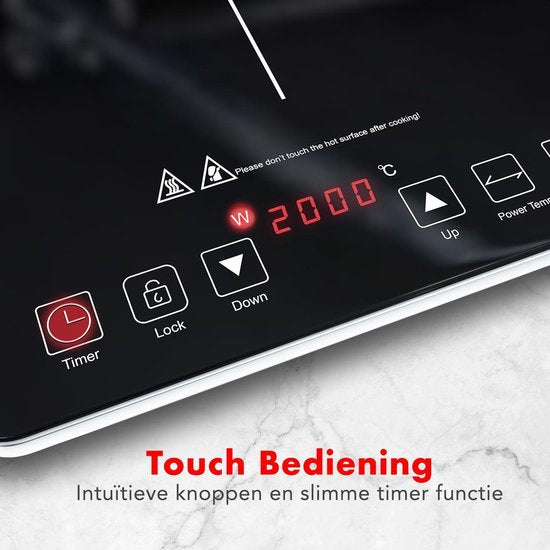 KitchenBrothers Induktionskochfeld - 2 Brenner - Freistehend - 1500W + 2000W - Edelstahl