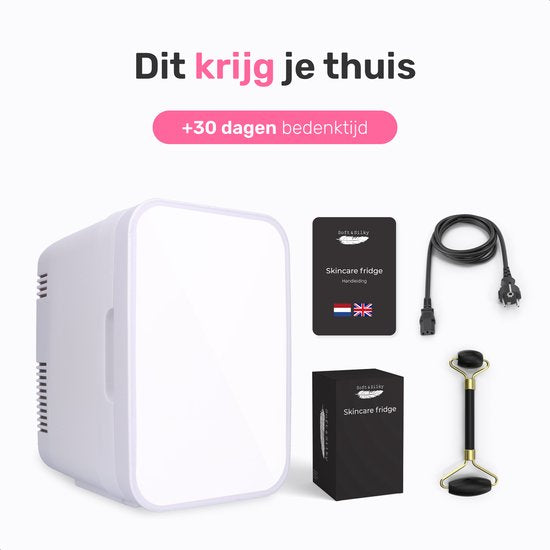 Soft & Silky Skincare Kühlschrank - Inkl. Roller - Mini - Make-up Organizer - Kosmetik & Hautpflege - Weiß