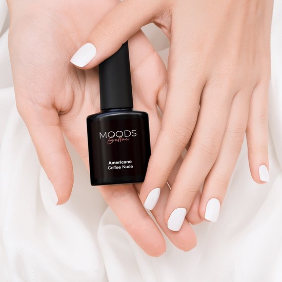 Moods Gellac BIAB Starter Pack - Coffee Nude - Builder in a Bottle - BIAB Nagellack - Inklusive UV/LED Lampe, Bokkepod, Nagelfeile, Primer, Base und Top Coat