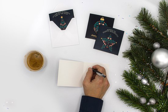 Giftmas Weihnachtskarten - Grußkarten - 52 Stück - Mit Umschlägen und Aufklebern - 10x10cm