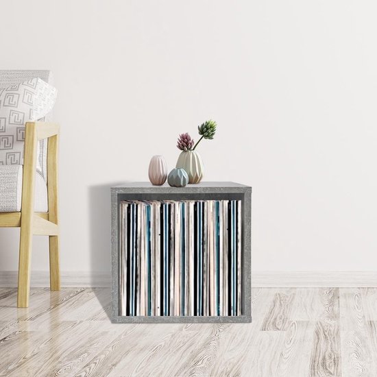 LP-Schallplattenschrank Cube - Plattenschrank - multifunktionales Aufbewahrungssystem - graue Betonoptik
