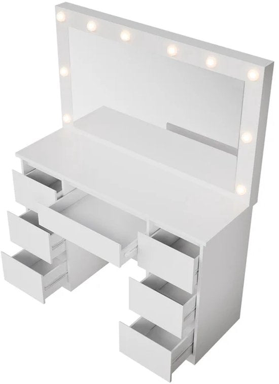 Lilia Frisiertisch / Schminktisch - Inkl. LED und Schubladen - Weiß
