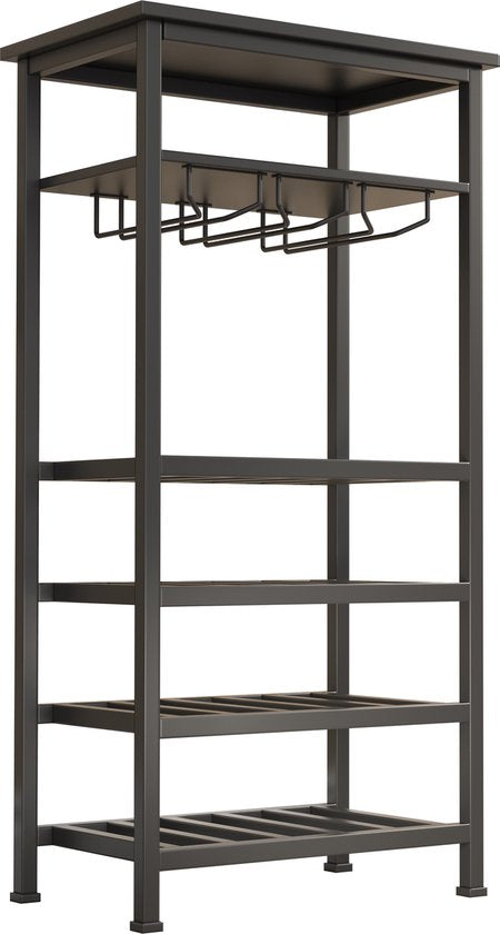Weinregal Industriedesign Weinschrank schwarz - Regal zur Lagerung von 20 Flaschen mit Glashalter - 50 x 32 x 100 cm