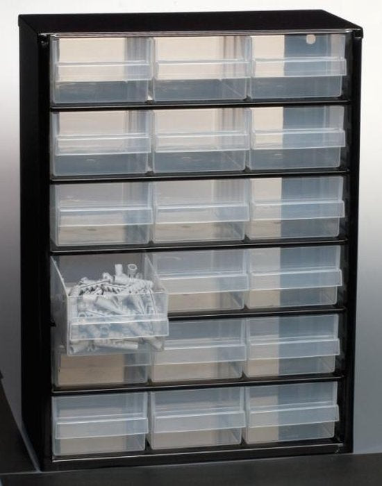 Raaco Metall-Schubladenschrank - DIY - 18 Schubladen - 150 x 306 x 420 mm