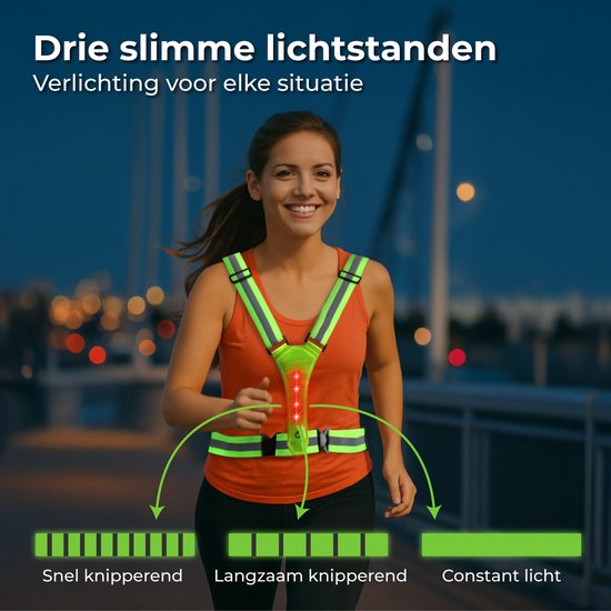 Nuvance Laufweste mit Beleuchtung - Reflektierende Laufweste - 360-Grad-Reflexion - Einstellbare Laufweste - LED - Grün