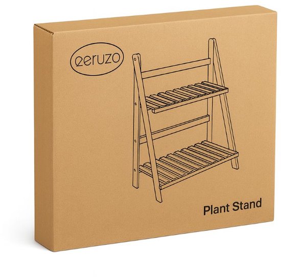 Ceruzo Pflanzenständer Bambus - 2-lagiger Pflanzenständer - 50x28x54 cm - Kräutergestell - Natur