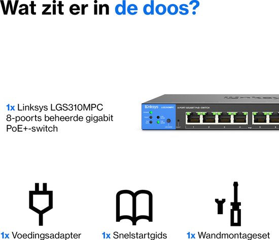 Linksys LGS310MPC - Netzwerk-Switch - Gigabit - Managed - 8 Ports - PoE+ - Schwarz