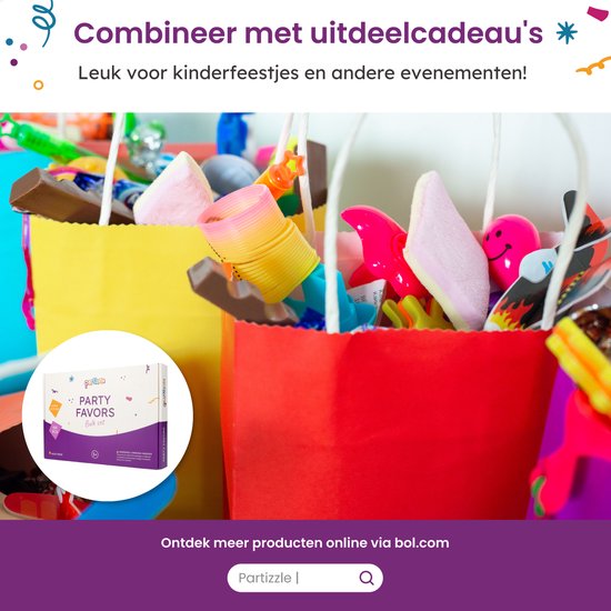 Partizzle 24x Paper Handout Bags - Candy Bags für Kinder - Handout Bags Kinderparty Geburtstag - Kleine Spielzeug Geschenktüten - Karneval Candy Handout Bags Fidget Toys Treat Bags - 21x15 cm
