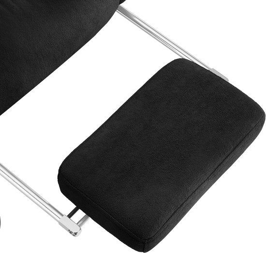 tectake® Luxus-Bürostuhl - Ergonomischer Chefsessel mit Fußstütze und Kopfstütze - Stuhl für Büro oder Schreibtisch mit dicker Velours-Polsterung - Bürostühle für Erwachsene - leichtgängig drehbar, mit Rädern - Rückenlehne und Höhe verstellbar - Schwarz