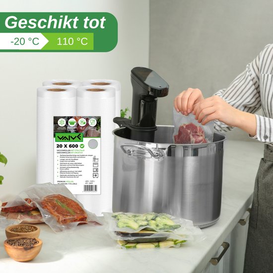 Vaive Vakuumierer 4 Stück - 30 x 600 - Vakuumbeutel Lebensmittel - Vakuum- / Sous Vide Beutel - BPA frei
