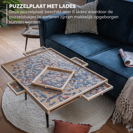 BR-2216 Puzzlebrett mit 6 Schubladen - Puzzlebrett / Puzzletisch für 1000 Teile - inklusive Abdeckplatte