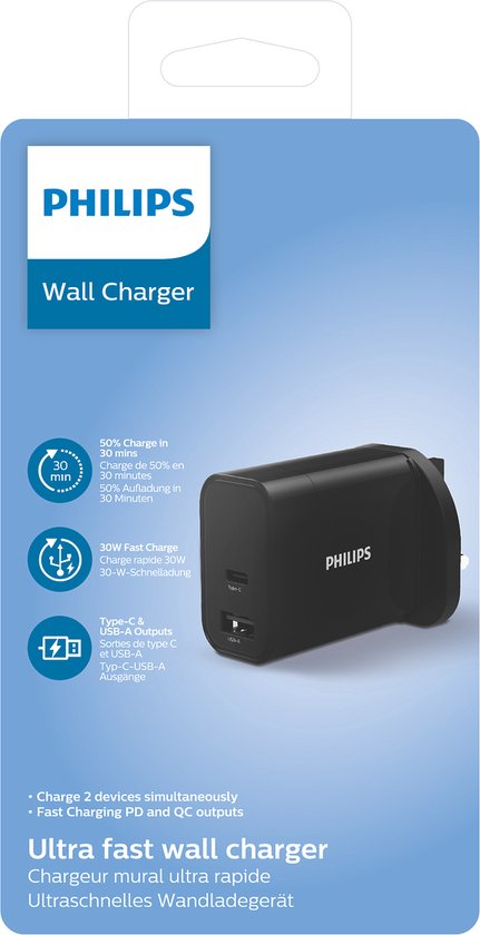 Philips DLP2621/05 Ladegerät für mobile Geräte Smartphone, Tablet Schwarz AC Schnellladung Indoor
