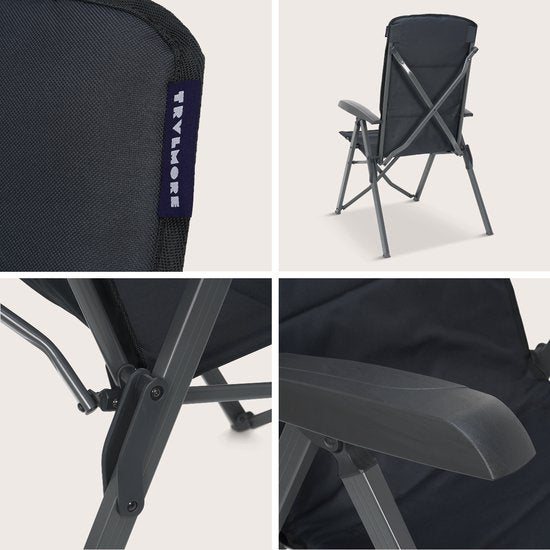 TRVLMORE Campingstühle Luxus - klappbar - 2er-Pack - 150KG Tragkraft - Inkl. Tragetasche - Klappstuhl - Campingstuhl - Klappstuhl - Grau