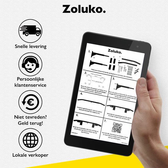 Zoluko Professional Klimmzugstange Wandhalterung - 150kg Belastbarkeit - Inkl. E-Book - Einfache Montage - Klimmzugstange Fitness - Klimmzugstation für den Heimsport - Klimmzugstange - Schwarz
