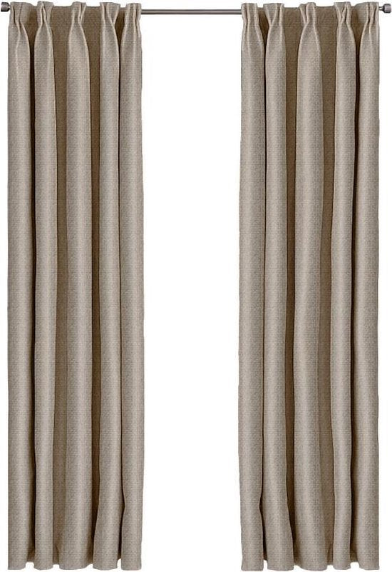 Larson - Luxuriöser gewebter Verdunkelungsvorhang - Haken - Beige - 150 x 250 cm - Verdunkelung & Konfektion