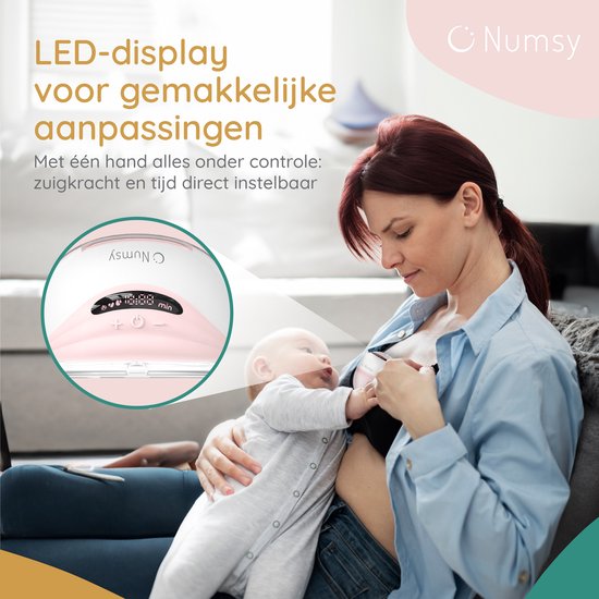 Numsy Elektrische kabellose Hands-free Doppelmilchpumpe - BPA-frei - 1 Stück - mit Aufbewahrungsbeutel - Nude Pink