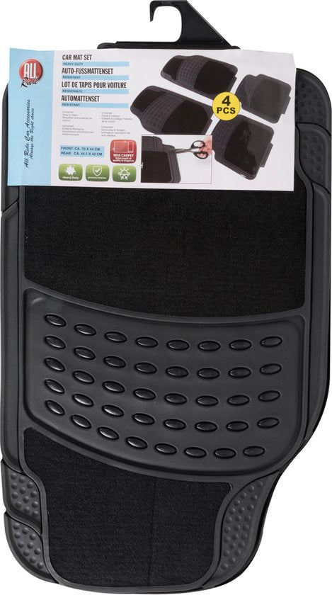 All Ride Autoteppiche Universal - 4er Set - 70 x 44 cm/ 44,5 x 43 cm - Schwarz