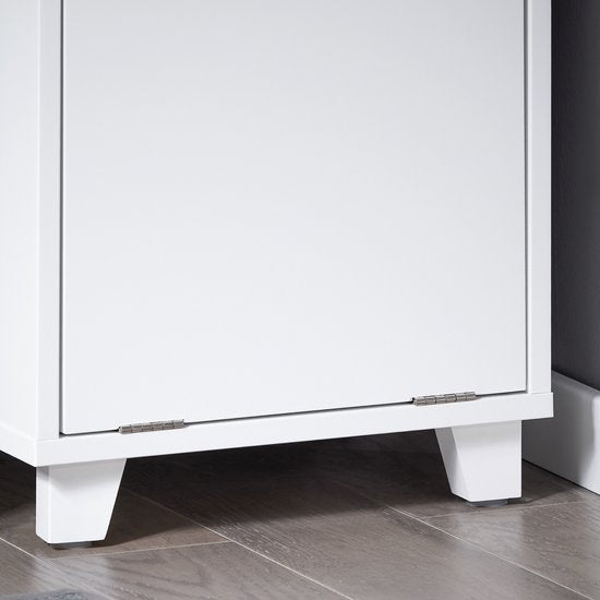 SoBuy Badezimmerschrank - Mit Wäschekorb – BZR146-W – Weiß