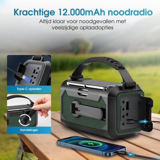 Novalance Emergency Radio - Solar Rewindable 12,000mAh - MODELL 2025 - Solar-Powerbank - Survival Emergency Kit - Taschenlampe - Notfall-Kit - Notfall-Ration - Radio