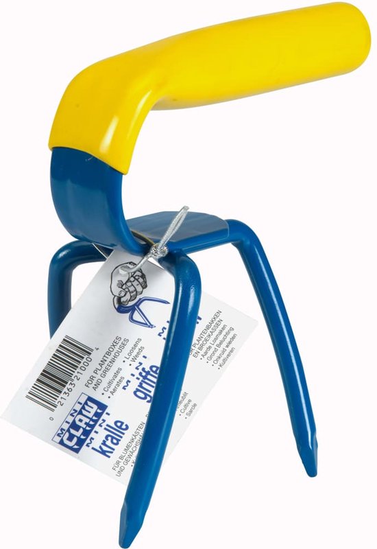 Gartenkralle Mini MC220-1 - Schaufelgabel - Boden lockern, Unkraut jäten, Boden belüften, kultivieren - blau/gelb