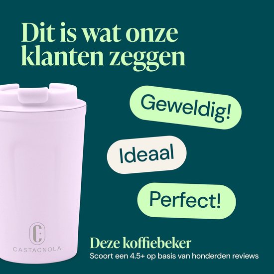 Castagnola Thermosbecher - Kaffeebecher To Go - Reisebecher für Kaffee und Tee - Teebecher - 380 ML - Edelstahl - Violett