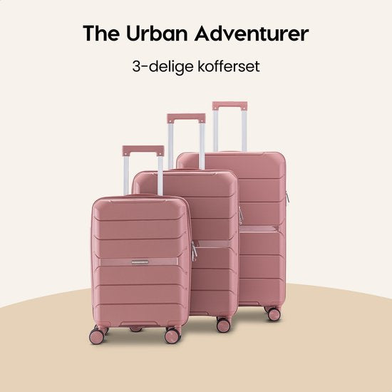 SKYCASES Urban Adventurer - Kofferset - 3-teilig - Zahlenschloss - 232L - Spinnerrollen - Reisekoffer mit Kofferschloss - Leichtgewicht - Pink