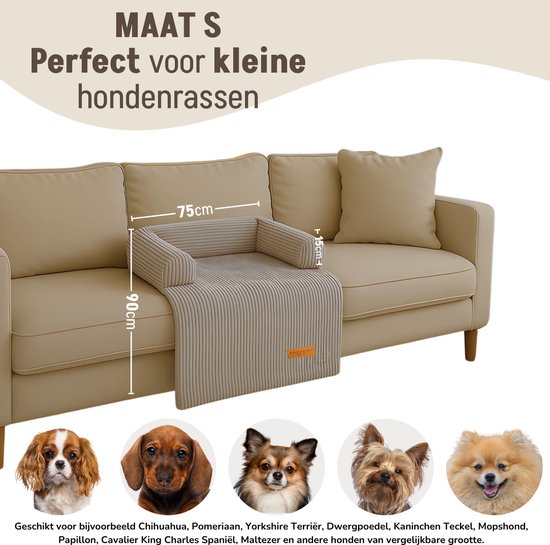 By Cee Cee Original Hundedecke Bank - Hundedecke Bank - Hundekorb - Premium - Vollständig reißfest - Rippengewebe - Mocha Taupe - 75x90 - Größe S