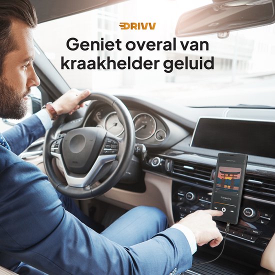 Drivv. AUX-Kabel 3,5 mm - Klinke auf Klinke - 4-poliges Audiokabel - vergoldet - Stecker auf Stecker - PVC - Schwarz - 3 Meter