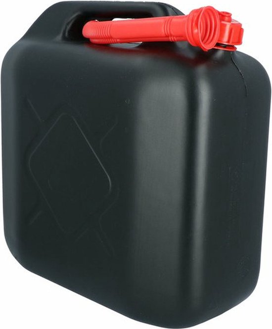 Carpoint Kanister – für Kraftstoff – 20 Liter – schwarz – inkl. rotem Ausgießer – Benzin und Diesel – 38 x 19 cm