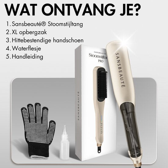 Sansbeauté® Steam Straightener PRO - Dampfglätter - Professional Straightener 5.0 - Dampfglätter - Cremé