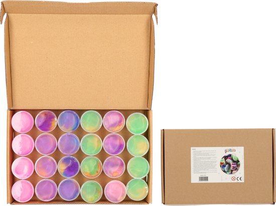 Partizzle 24x Galaxy Slime Pack - Universe Astronaut Handout Gifts - Grabbelton Making Slime Toys - Treat Gifts for Kids - Farbig