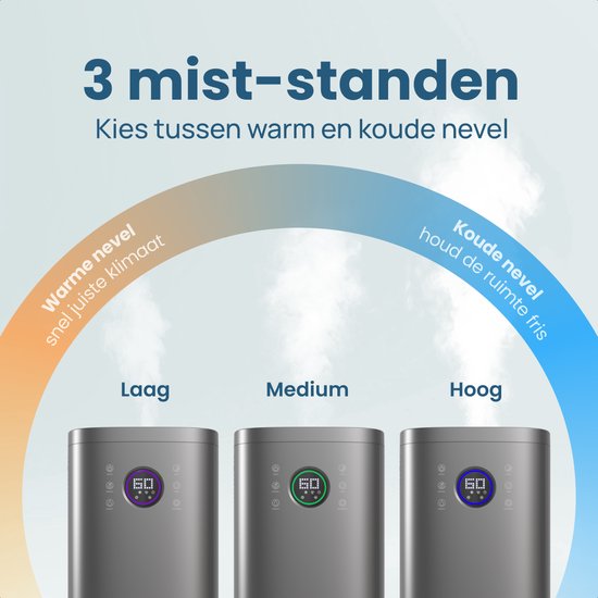 Auronic Luftbefeuchter - 4 Liter - 40m2 - Geeignet für Wohnzimmer, Büro, Schlafzimmer, Babyzimmer und mehr - Mit Aromatherapie - BPA-frei - Grau