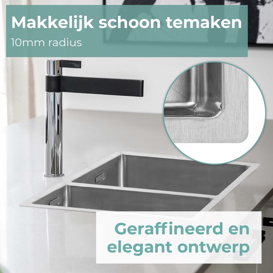 Mizzo Linea Doppelspüle R 18-34X40CM - 1,5 Spüle - Küchenspüle - Unterbau / Flush-mount / Einbau - Edelstahl