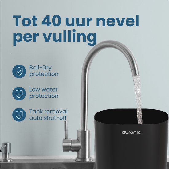 Auronic Luftbefeuchter - 4 Liter - 40m2 - Geeignet für Wohnzimmer, Büro, Schlafzimmer, Babyzimmer und mehr - Mit Aromatherapie - BPA-frei - Schwarz