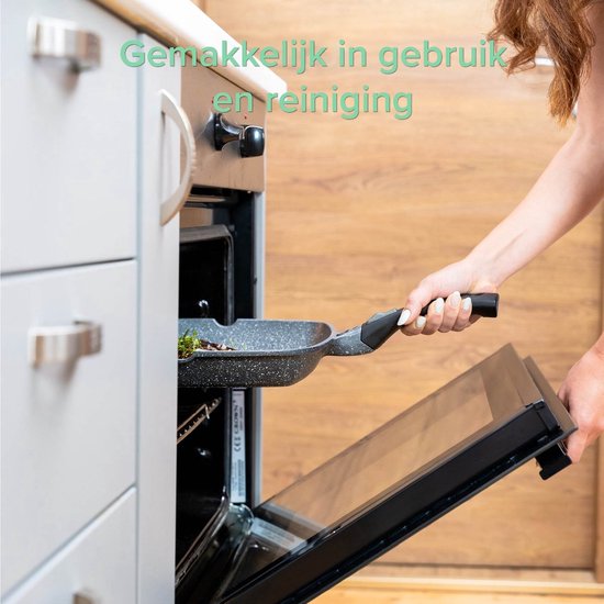 Coninx Grillpfanne 28CM - Steakpfanne - Abnehmbarer Griff - PFAS-frei - Grau