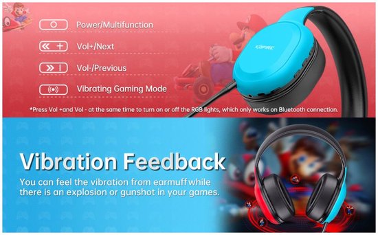 Kofire UT-01 2.4GHz Wireless Gaming Headset - Over Ear Kopfhörer - mit Mikrofon - Geeignet für PS4/PS5, Nintendo Switch