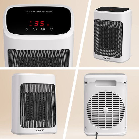 Auronic Heizlüfter Digital - Keramik-Heizgerät - Tragbar - 2000W Heizgerät - Weiß