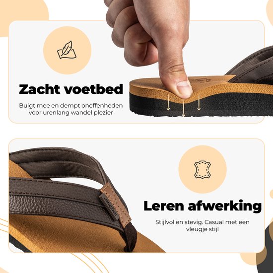 Pantoffeln Männer - Sandalen - Braun - Größe 43 - Comfeet