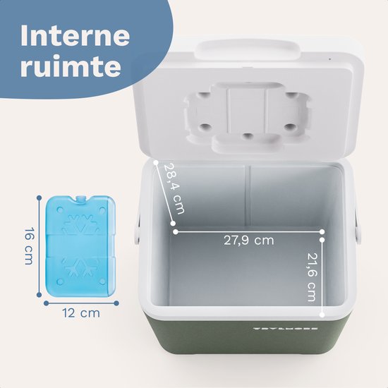 TRVLMORE Cool Box 14L - Kühlbox - Inklusive Kühlelement - Kühlbox Klein - Grün