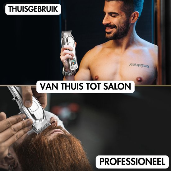 Professionelle kabellose Haarschneidemaschine + Barbiermantel - Haarschneidemaschine für Männer - Sansbeauté® - Cheveux Hair - Haartrimmer - Friseur-Haarschneidemaschine - Haarschneider - Barttrimmer - Trimmgerät - Barbier-Haarschneidemaschine - Barbier-T