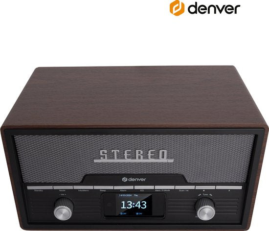 Denver DAB-Radio - Bluetooth - DAB+/ FM - CD - Holz - Braun