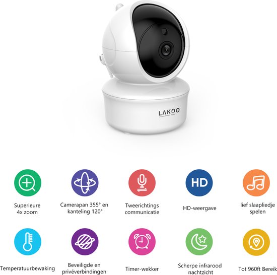 LAKOO Babyphone ohne Monitor und ohne App - Erweiterungskamera im Pro5-Set