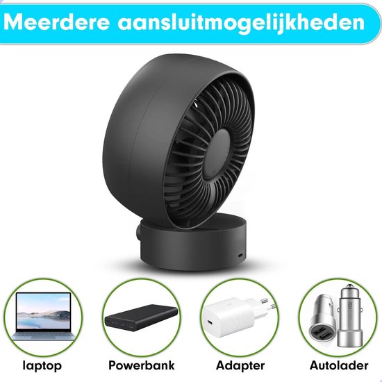 K&L Silent Fan - Tischmodell - USB betrieben - kippbar - Schwarz