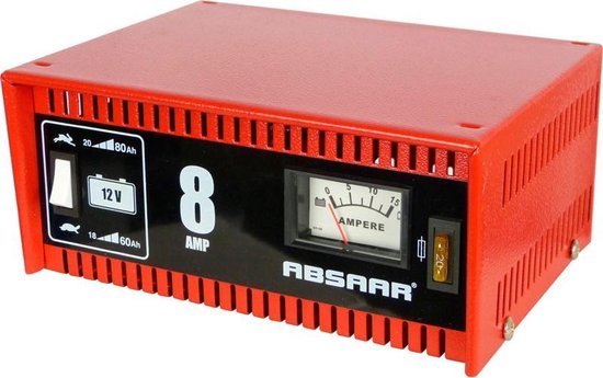 Absaar Batterieladegerät 6/12 V 8 A – für Auto und Motorrad – Metallgehäuse