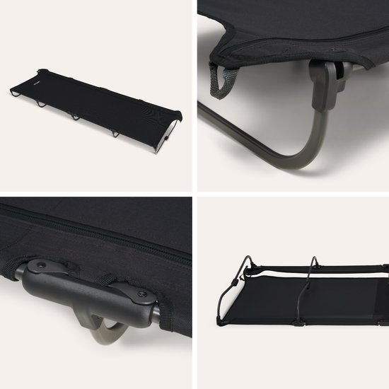 TRVLMORE Feldbett faltbar - 120KG Tragfähigkeit - Campingbett inkl. Tragetasche - Liege 1 Person - Stahlrahmen - 193x66x15 cm - Schwarz