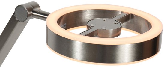 Tischlampe Ringlux 4139ST von Steinhauer – Elegante Lampe aus gebürstetem Stahl, höhenverstellbar von 40 bis 75 cm, mit doppelter LED-Beleuchtung und Touch-Dimmer.
