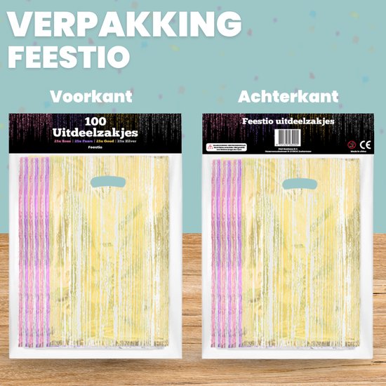 Feestio Partytüten 100 Stück - 17 x 25 cm - Bonbontüten - Leckerli-Tüten Kinderparty - Geschenktüten - Gestreift
